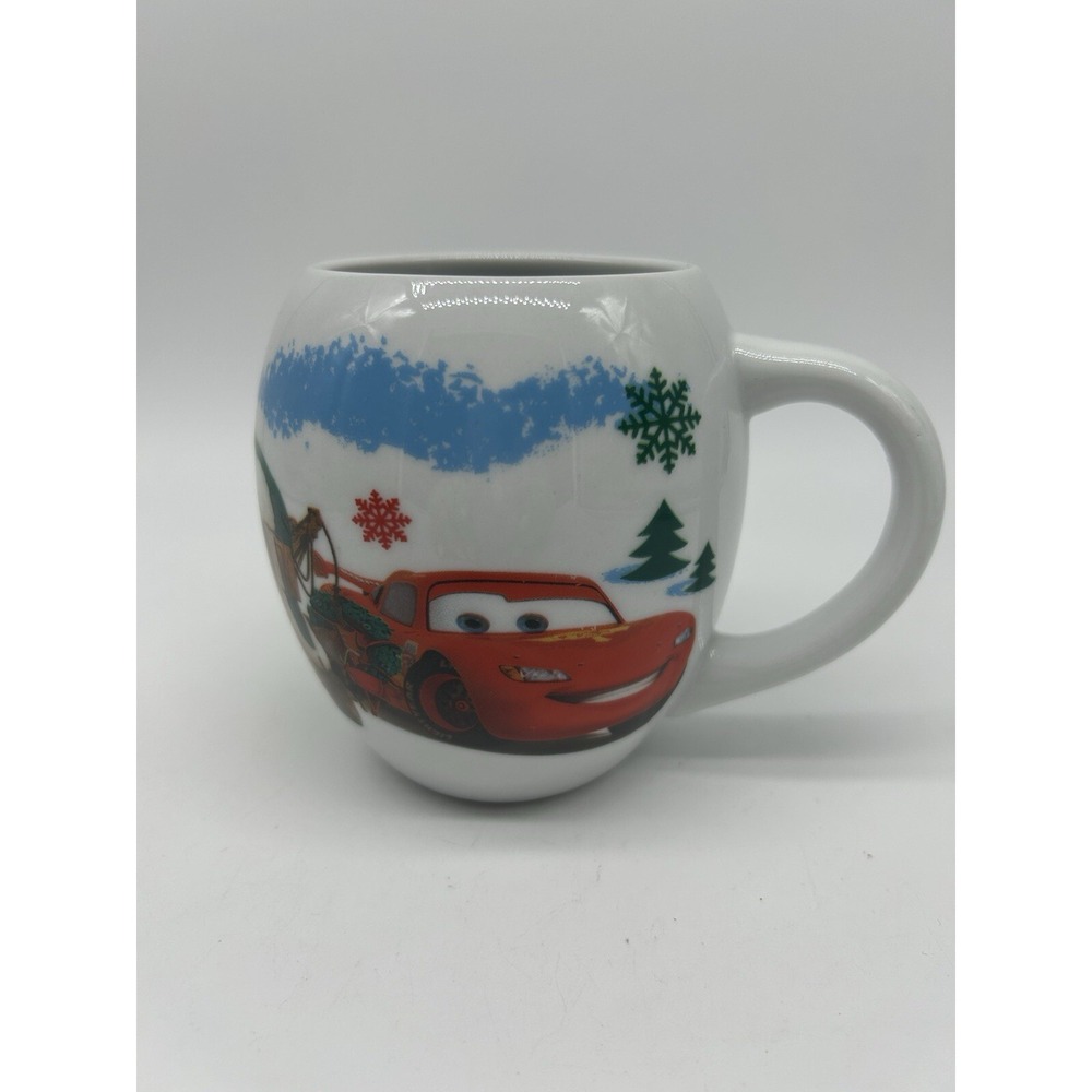 Disney Pixar Cars Enesco Mug Lightning McQueen Christmas Collectible Rounded